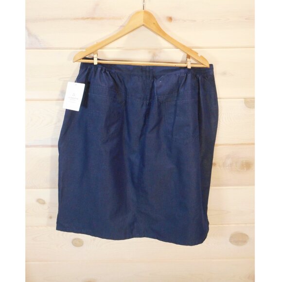 Liz Claiborne Women's size 16W Chambray Skirt Navy Blue Knee-Length NWT - Picture 3 of 10